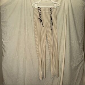 VENUS Cream Striped Lace-Up Pants 6 Never Worn